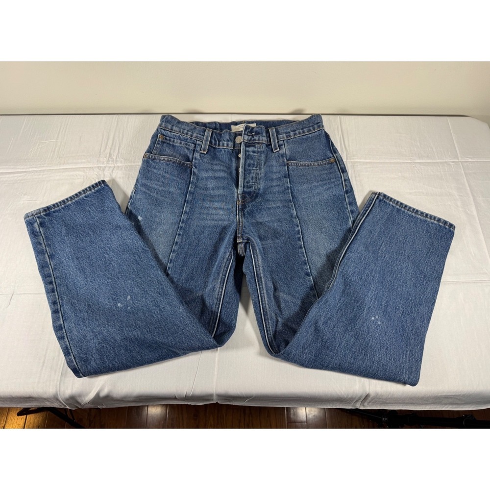 Levis Altered Straight Jeans Womens 28 Medium Wash Button Fly High Rise Seamed
